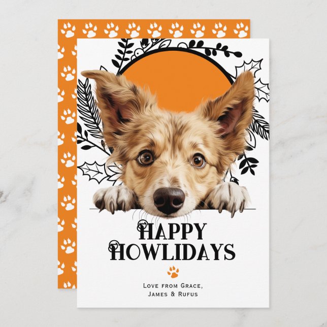 Happy Howlidays Portuguese Podengo Pequeno Holiday Card (Front/Back)