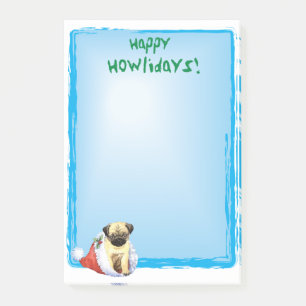 Happy Howlidays Pug Post-it Notes