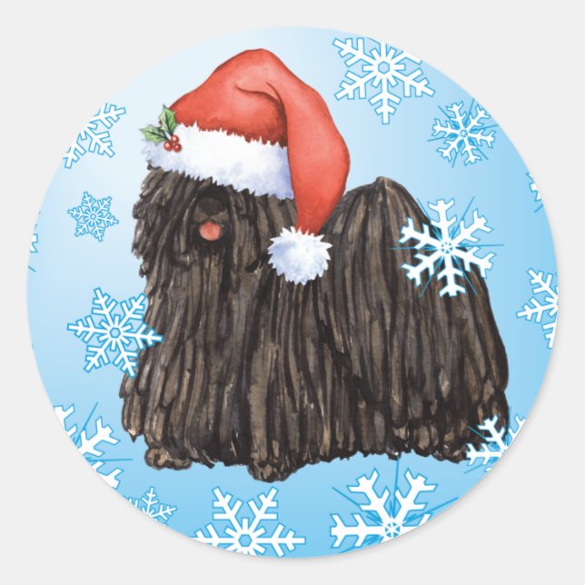 Happy Howlidays Puli Classic Round Sticker (Front)