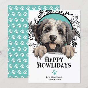 Happy Howlidays Pyrenean Shepherd Dog Christmas Holiday Card