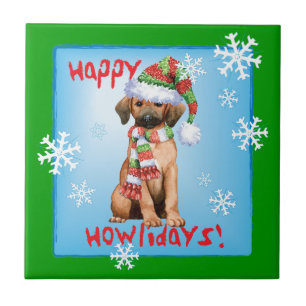 Happy Howlidays Redbone Ceramic Tile
