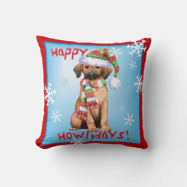 Happy Howlidays Redbone Cushion (Front)