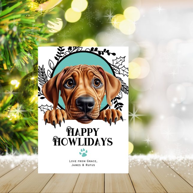 Happy Howlidays Rhodesian Ridgeback Dog Christmas Holiday Card (Happy Howlidays Rhodesian Ridgeback Dog Christmas Holiday Card by Ricaso. Cute dog holiday cards)