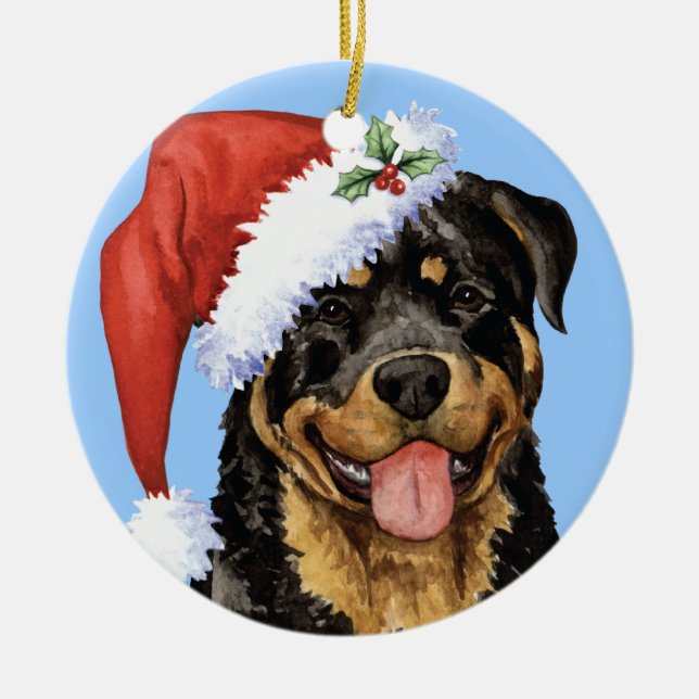 Happy Howlidays Rottweiler Ceramic Ornament (Front)