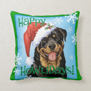 Happy Howlidays Rottweiler Cushion