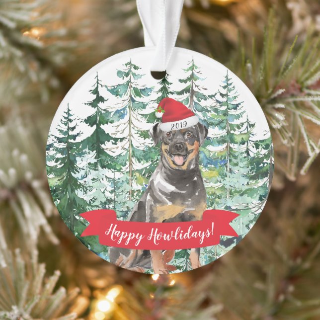 Happy Howlidays Rottweiler Dog Christmas Ornament (Tree)