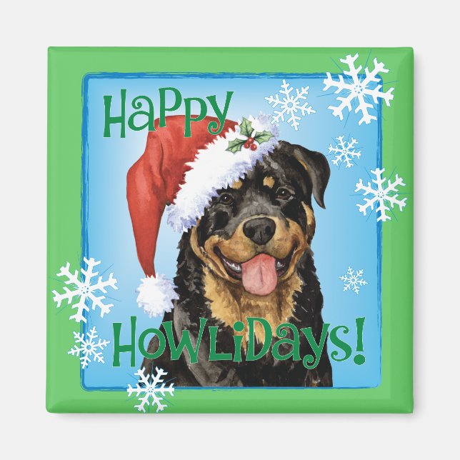 Happy Howlidays Rottweiler Magnet (Front)