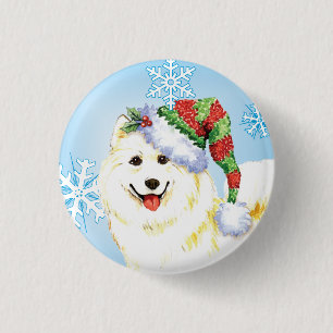 Happy Howlidays Samoyed 3 Cm Round Badge