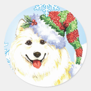 Happy Howlidays Samoyed Classic Round Sticker