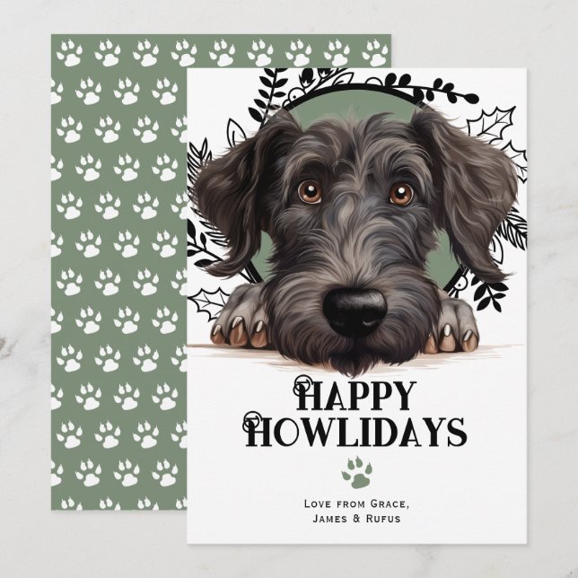 Happy Howlidays Scottish Deerhound Dog Christmas Holiday Card (Front/Back)