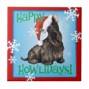 Happy Howlidays Scottish Terrier Ceramic Tile