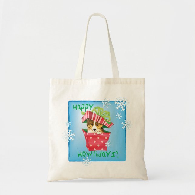 Happy Howlidays Sheltie Tote Bag (Front)