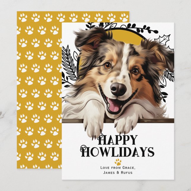 Happy Howlidays Shetland Sheepdog Christmas Holiday Card (Front/Back)