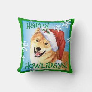 Happy Howlidays Shiba Inu Cushion