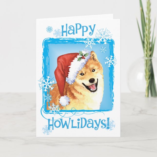 Happy Howlidays Shiba Inu Holiday Card (Front)