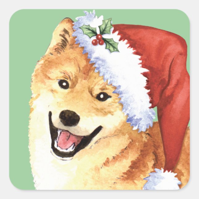Happy Howlidays Shiba Inu Square Sticker (Front)