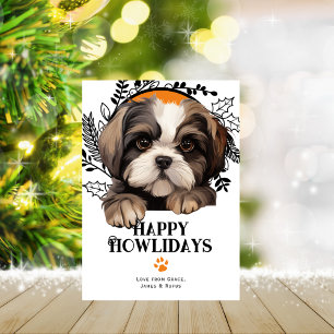Happy Howlidays Shih Tzu Dog Christmas Holiday Card
