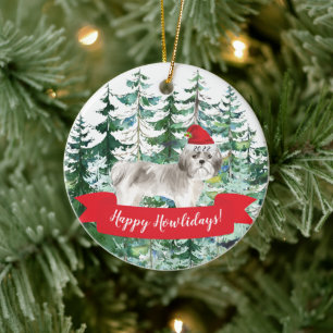 Happy Howlidays Shih tzu Dog Christmas Ornament