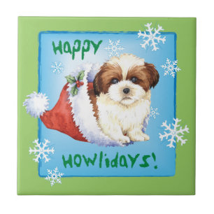 Happy Howlidays Shih Tzu Tile