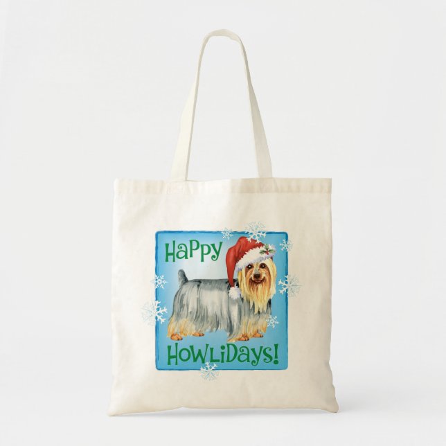Happy Howlidays Silky Terrier Tote Bag (Front)