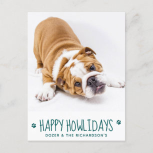 Happy Howlidays Simple Cute Pet Dog Photo Holiday Postcard