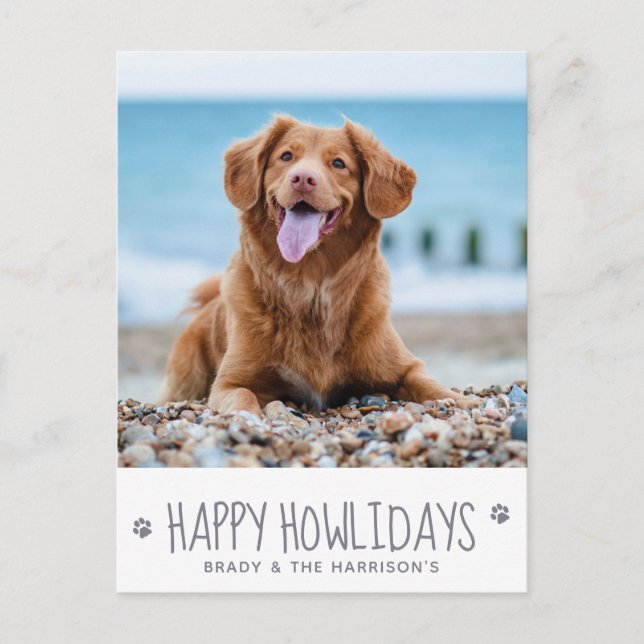 Happy Howlidays Simple Cute Pet Dog Photo Holiday Postcard (Front)