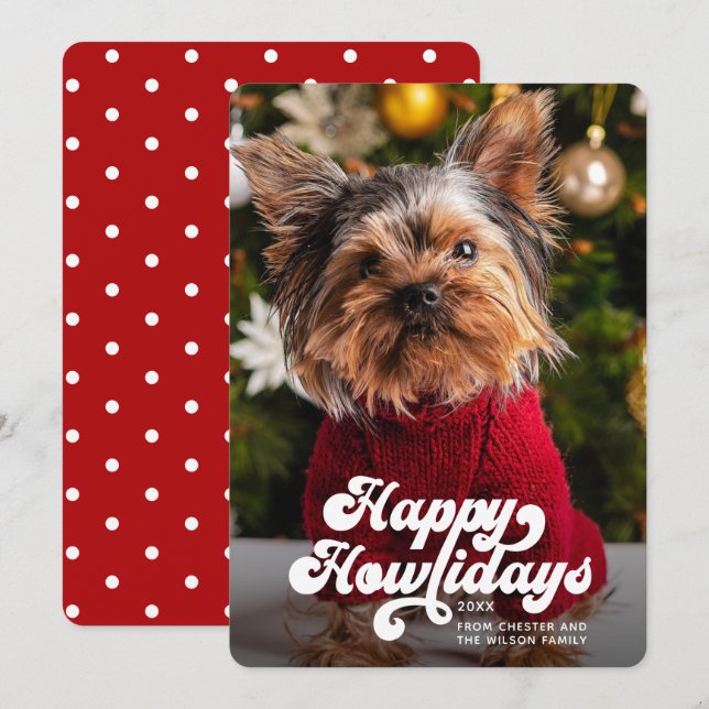 Happy Howlidays Simple Fun Modern Photo Dog  Holiday Card (Front/Back)