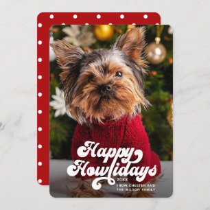 Happy Howlidays Simple Fun Modern Photo Dog Holiday Card