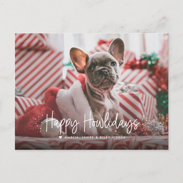Happy Howlidays Single Photo Pet Christmas Holiday Postcard (Front)