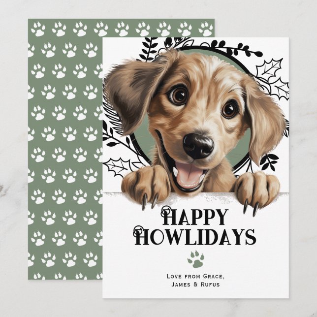 Happy Howlidays Sloughi Dog Christmas Holiday Card (Front/Back)