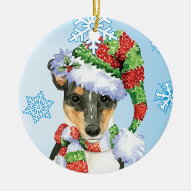 Happy Howlidays Smooth Collie Ceramic Ornament (Front)