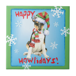 Happy Howlidays Smooth Collie Tile
