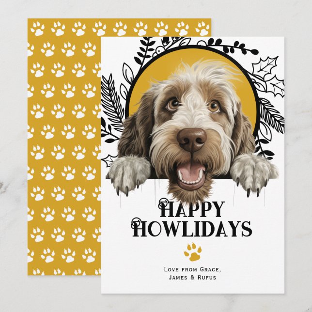 Happy Howlidays Spinone Italiano Dog Christmas Holiday Card (Front/Back)
