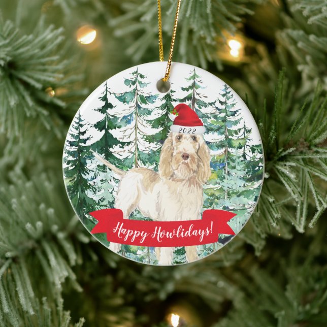 Happy Howlidays Spinone Italiano Dog Christmas Orn Ceramic Ornament (Tree)