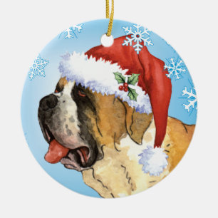 Happy Howlidays St. Bernard Ceramic Ornament