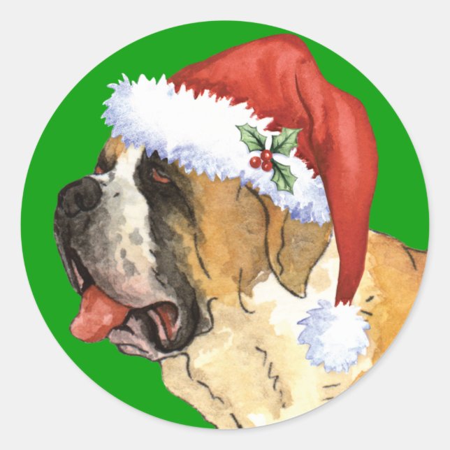 Happy Howlidays St. Bernard Classic Round Sticker (Front)