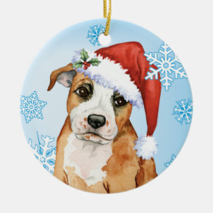 Happy Howlidays Staffordshire Bull Terrier Ceramic Ornament