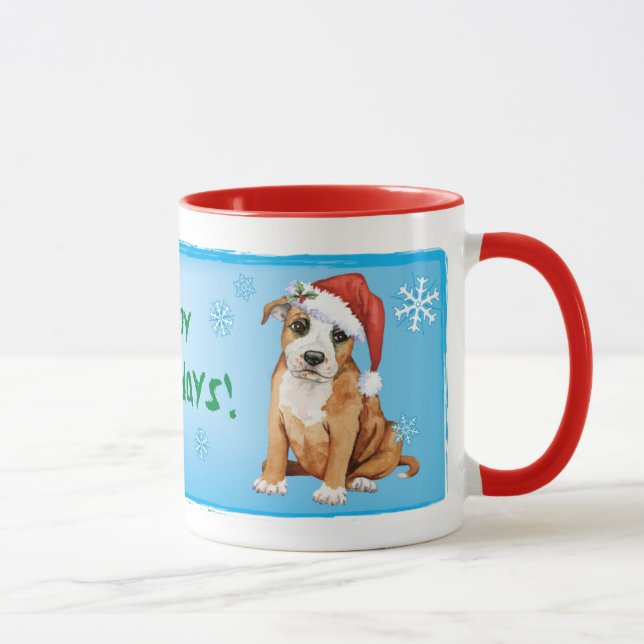 Happy Howlidays Staffordshire Bull Terrier Mug (Right)