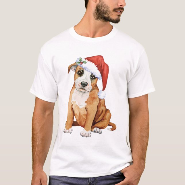 Happy Howlidays Staffordshire Bull Terrier T-Shirt (Front)