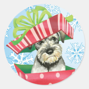 Happy Howlidays Standard Schnauzer Classic Round Sticker