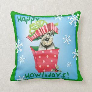 Happy Howlidays Standard Schnauzer Cushion