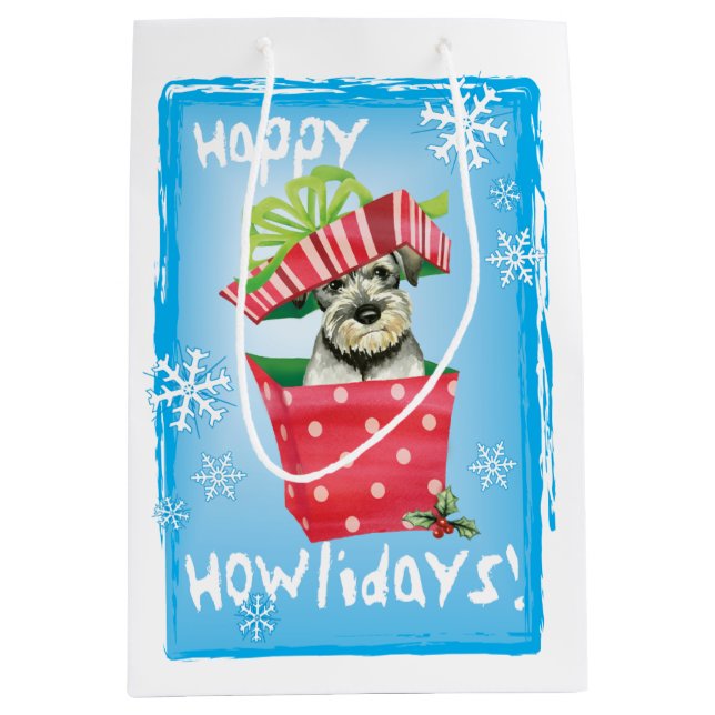 Happy Howlidays Standard Schnauzer Medium Gift Bag (Front)