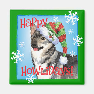 Happy Howlidays Swedish Vallhund Magnet