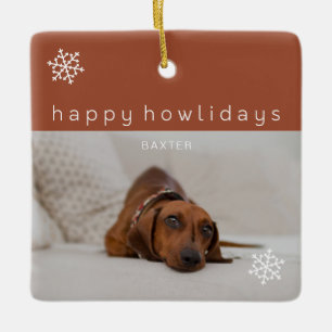 Happy Howlidays Terracotta Photo Pet Ceramic Ornament