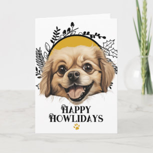 Happy Howlidays Tibetan Spaniel Dog Christmas Holiday Card