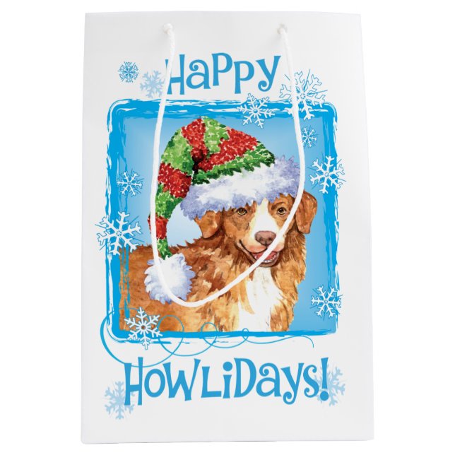 Happy Howlidays Toller Medium Gift Bag (Front)