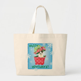 Happy Howlidays Toy Fox Terrier Large Tote Bag