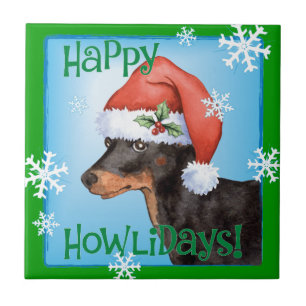 Happy Howlidays Toy Manchester Terrier Tile