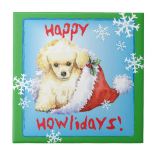 Happy Howlidays Toy Poodle Ceramic Tile