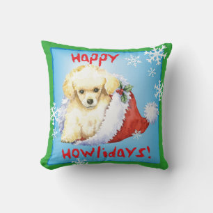 Happy Howlidays Toy Poodle Cushion